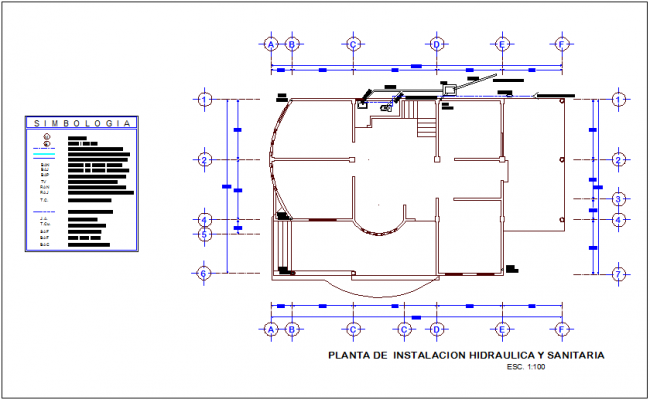 Sanitary Installation Floor Plan With Detail For Office Dwg File