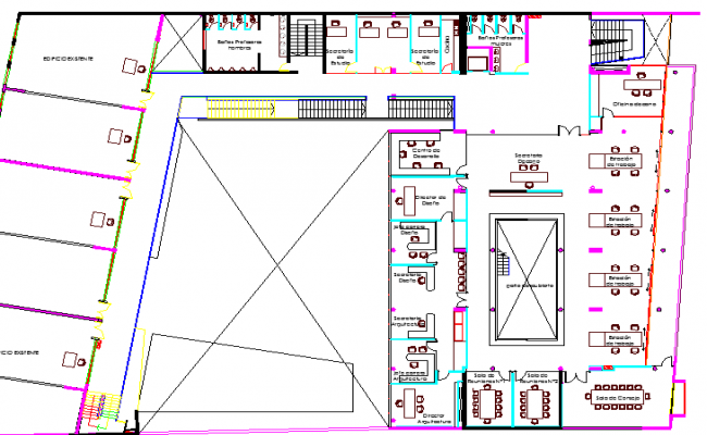 Dance school architecture design and sectional view dwg file - Cadbull