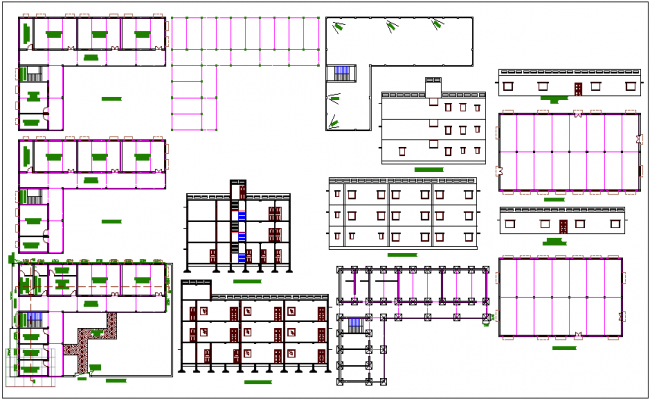 school-building-plan-view-with-elevation-and-sectional-view-dwg-file