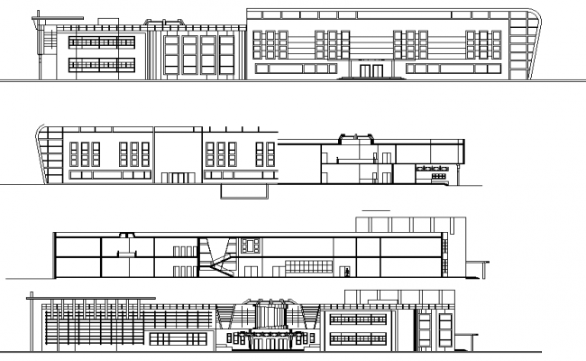 School Elevation 3d Elevation Design Dwg File