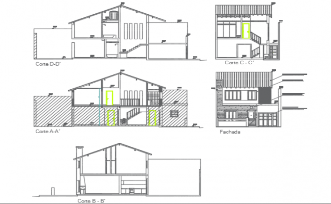  Section  and elevation  house  plan  detail dwg  file