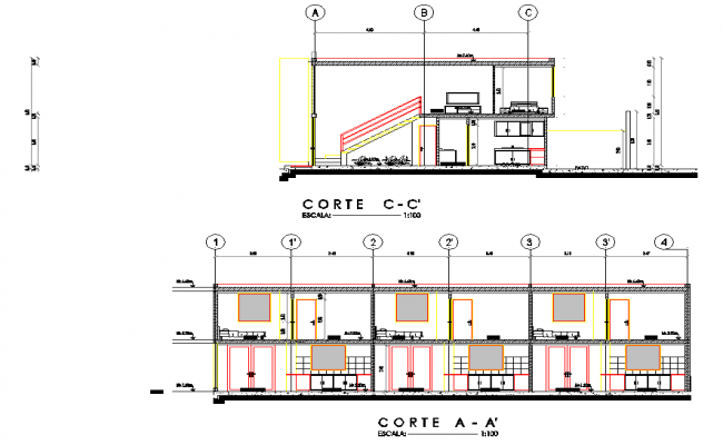 Section duplex house plan