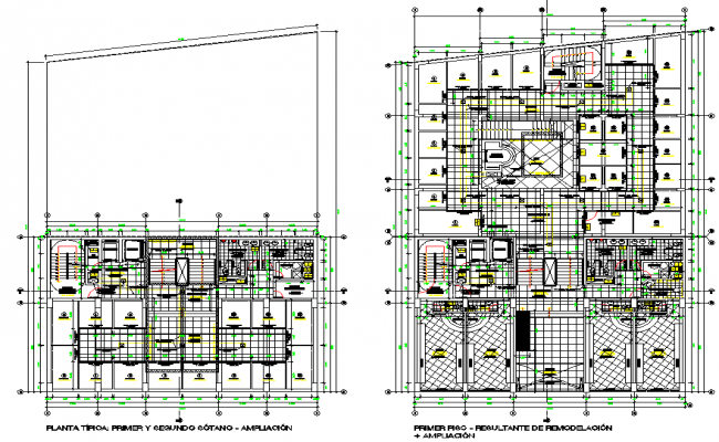 Multi-level mini shopping mall elevation and sectional view dwg file ...