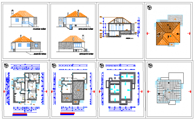 Bungalow drawing with electric drawing in dwg file. - Cadbull