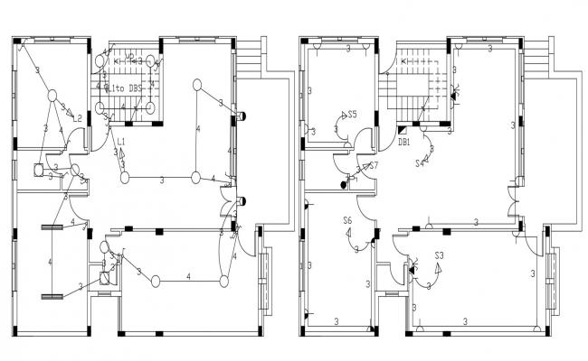 Ground floor Electrical installation plan design of Apartment house ...