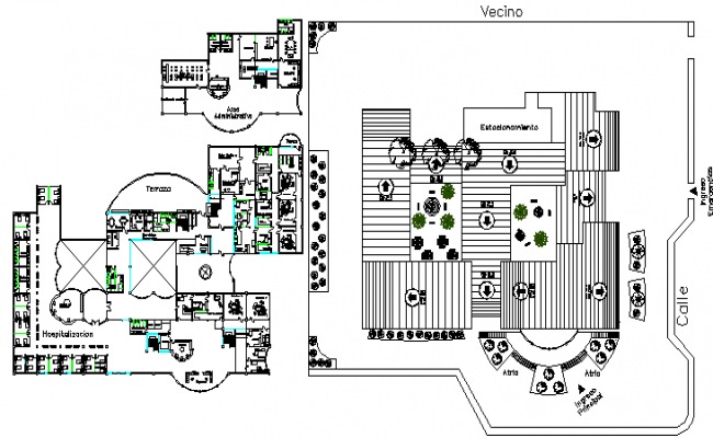 Site Plan & Floor Plan of Pediatric Hospital Three Story
