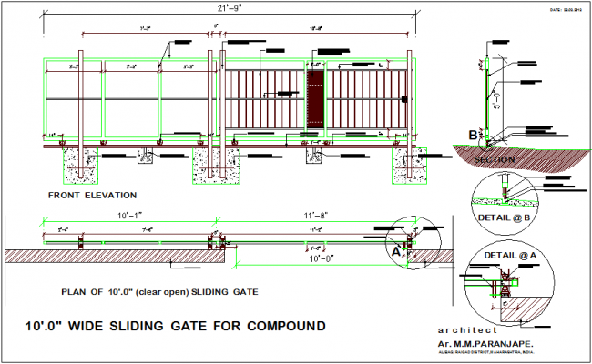  Sliding  Gate  Design  with sectional view