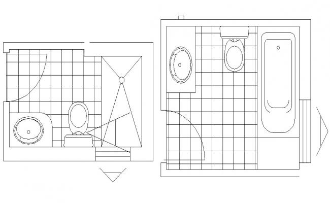 Autocad drawing of bathroom with sections - Cadbull