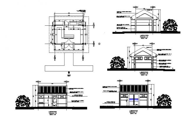 Small house  elevation  section plan  and auto cad  details 