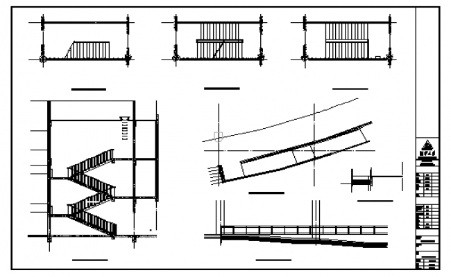 Staircase and ramp detail design drawing of Sports Center tennis court