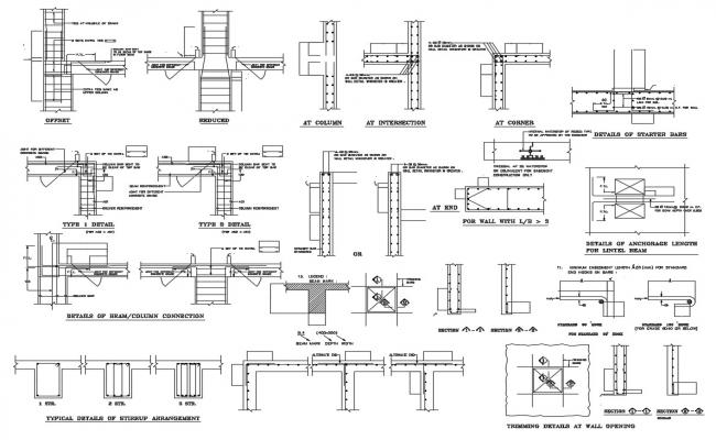 RCC Wall Section AutoCAD Drawing Free DWG File - Cadbull