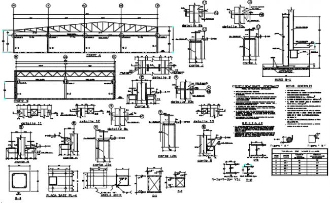 Steel framing section house detail dwg file