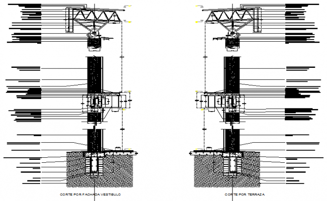 Foundation section view detail dwg file - Cadbull