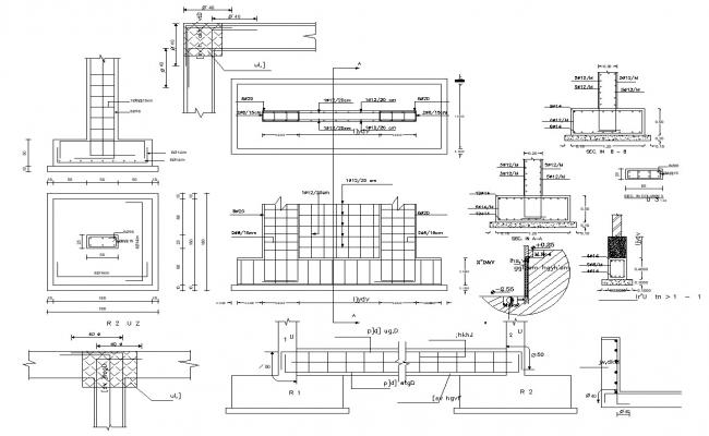 Foundation layout in dwg file - Cadbull