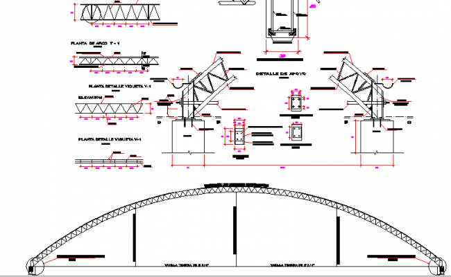 Structural steel roof truss construction details dwg file