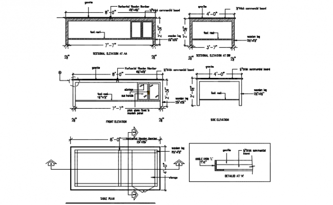 study-table-detail-dwg-file