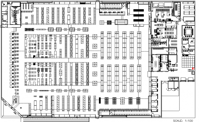 Super market architectural plan dwg file