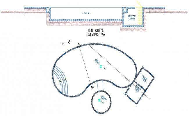 Swimming pool design drawings 2d view elevation autocad file - Cadbull