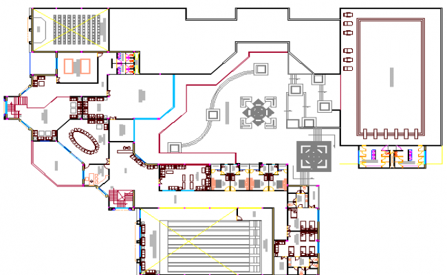 The architecture layout of city club house design dwg file