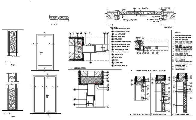 Folding door detail section dwg file - Cadbull