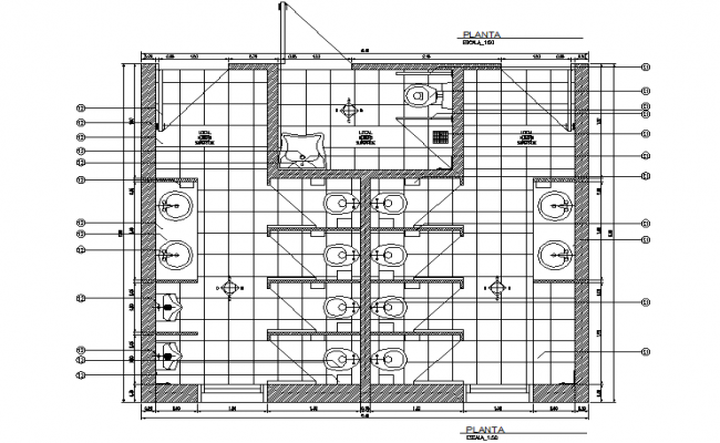 Toilet plan layout file - Cadbull