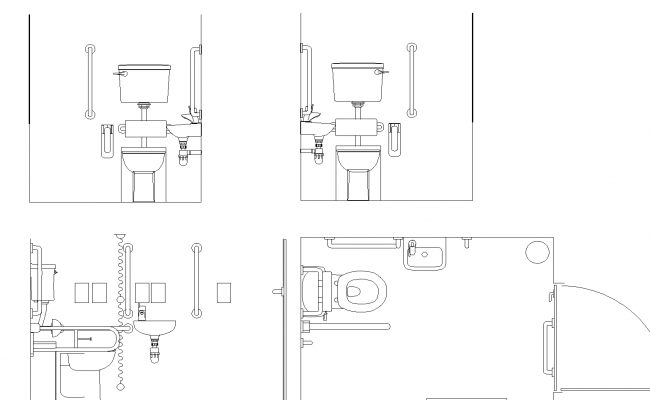 Public toilets layout plan dwg file - Cadbull