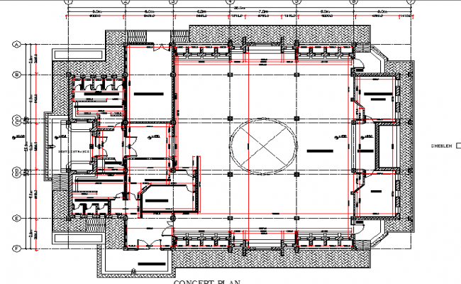 Top view layout plan of mosque dwg file