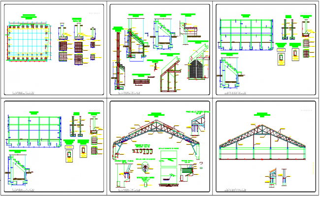 Truss design view with structural view for collage dwg file