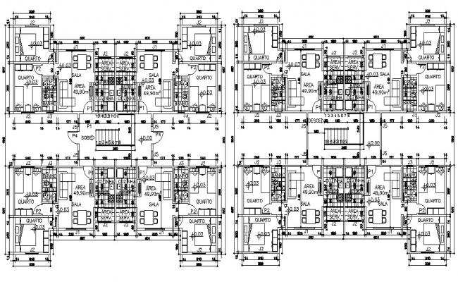 Residential house plan dwg file - Cadbull