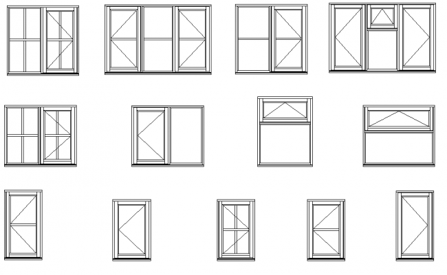 Types of window elevation dwg file