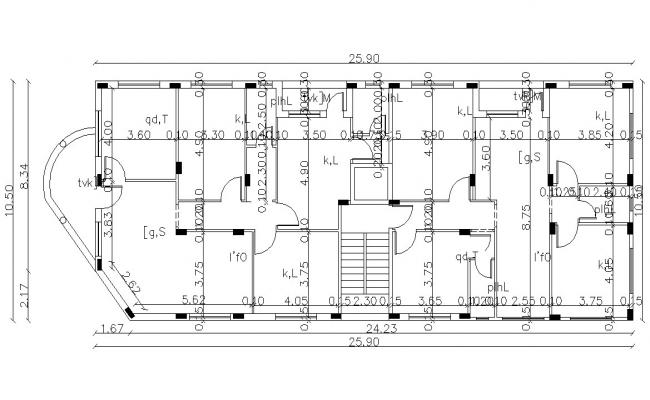 2D CAD Simple Studio Apartment Design With Working Drawing AutoCAD File