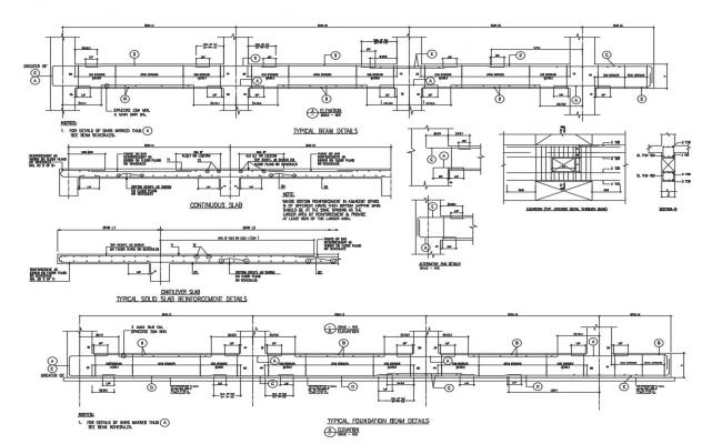 Typical beam construction and reinforcement details dwg file - Cadbull