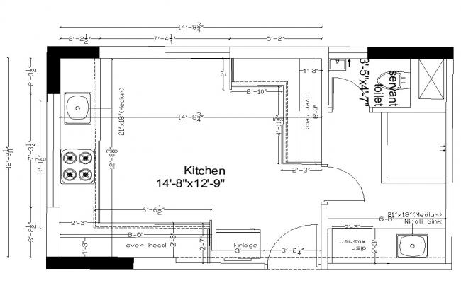 Typical kitchen structure layout file in autocad format