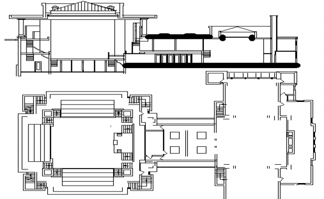 Unity Temple Architecture Design and Elevation dwg file
