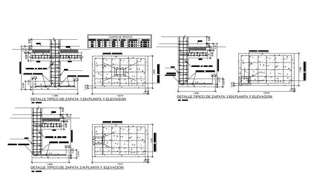 Wall construction and shoe footing details of building dwg file