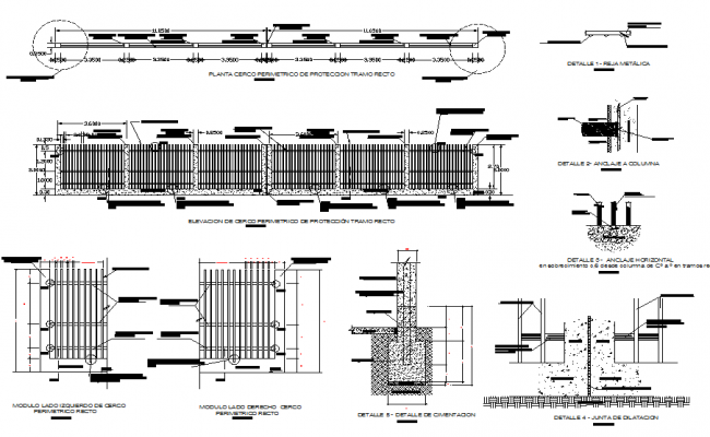 Compound Wall Design Plan and Elevation CAD Drawing - Cadbull