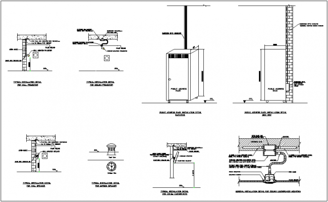 Wall projector,wall speaker & ceiling loud speaker installation view ...