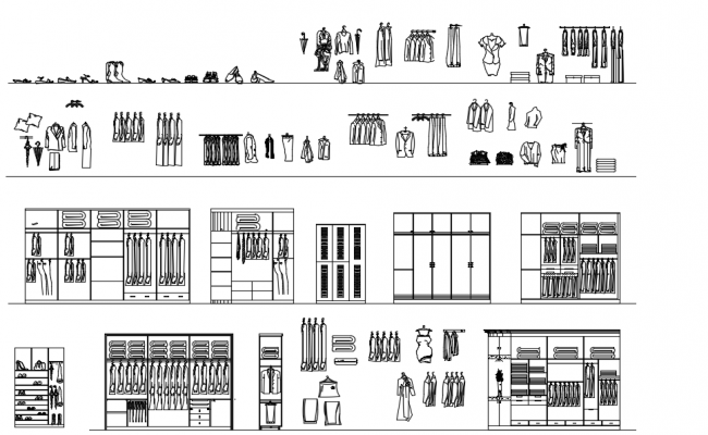 2D Furniture Detail DRW Ward robe detail  elevation 2d  view CAD furniture  block dwg 