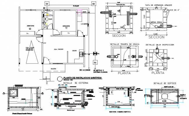 Water pipe line and Tank plan detail autocad file