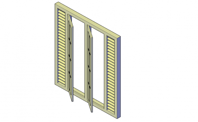 Window with louver plan detail dwg file.