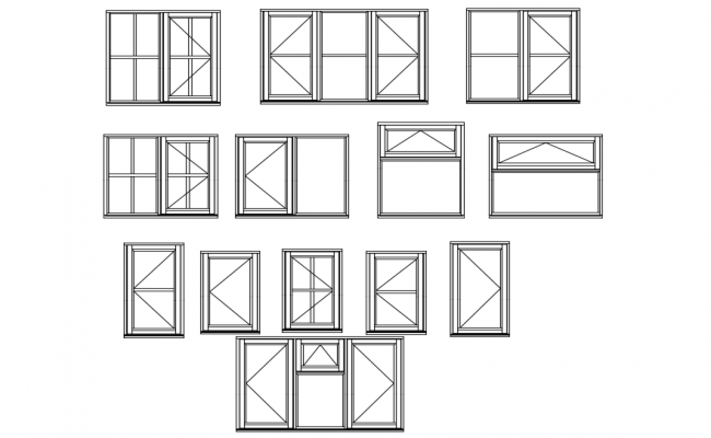 Sections of window plan detail dwg file. - Cadbull