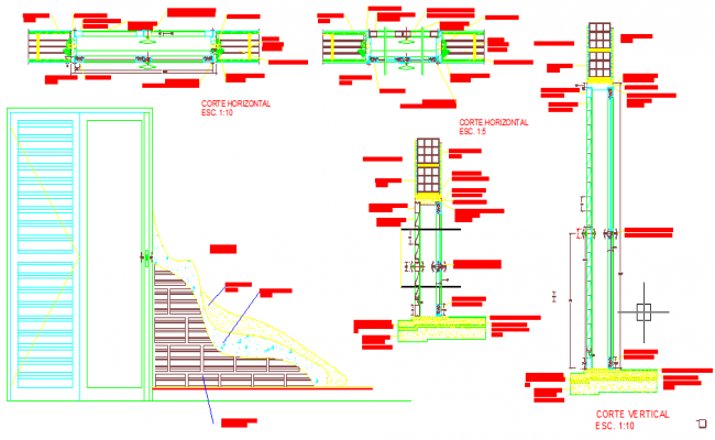 Tempered glass windows installation cad drawing details dwg file - Cadbull