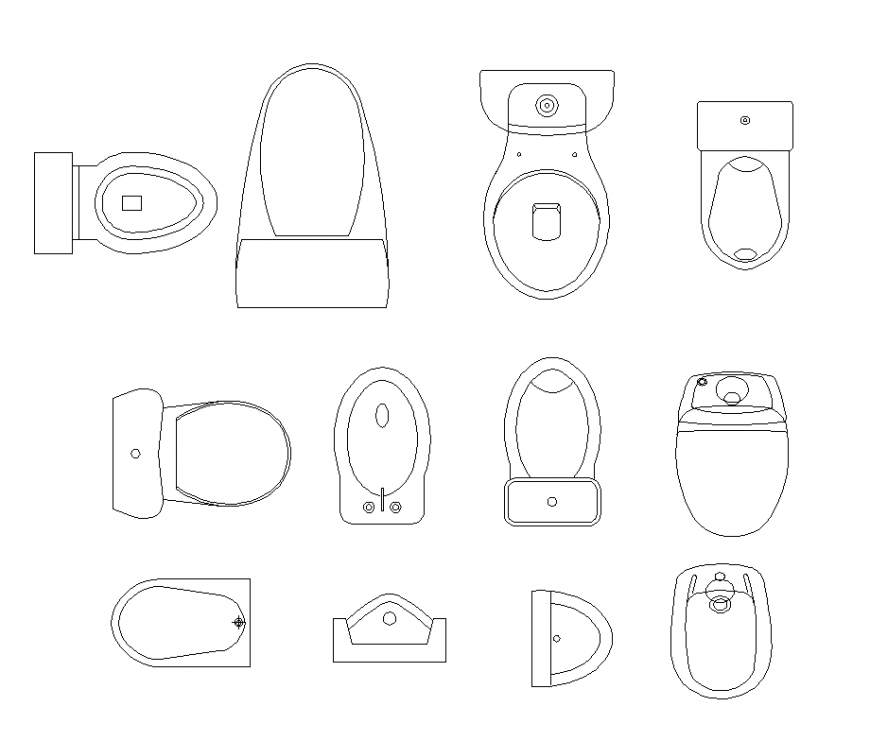 Multiple toilet sheet, sink and sanitary 2d blocks cad drawing details ...