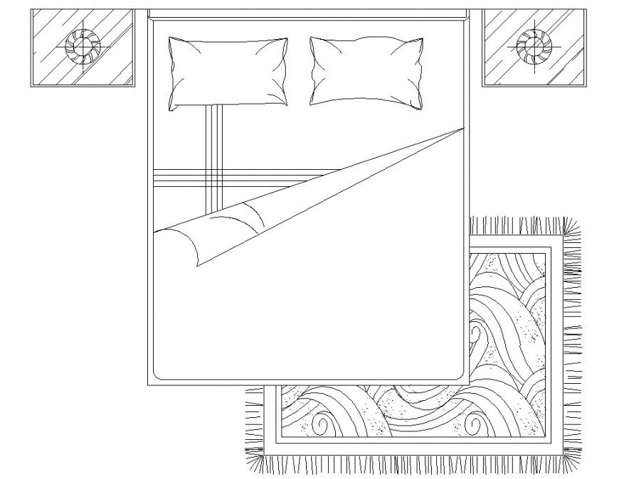 Double Bed With Headboard Top View Plan AutoCAD file - Cadbull