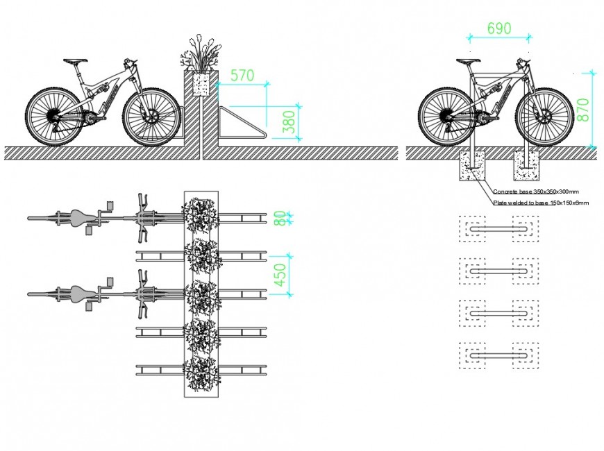 hanging bike rack spacing