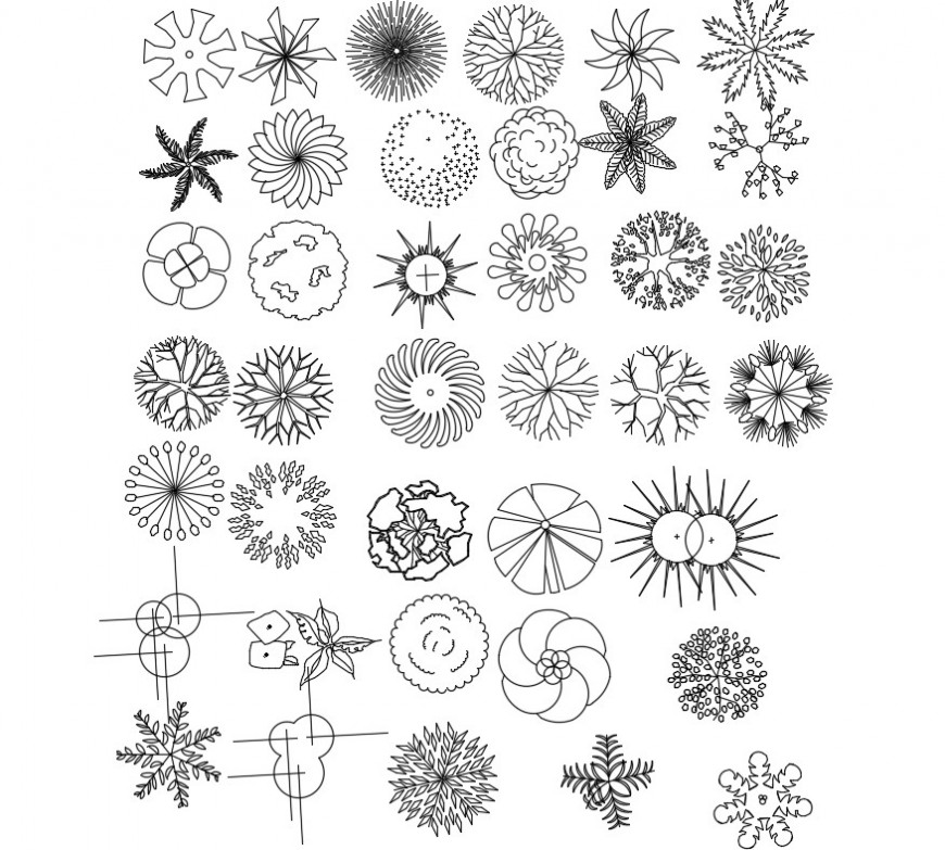 Drawings details of 2d view landscaping trees autocad file - Cadbull