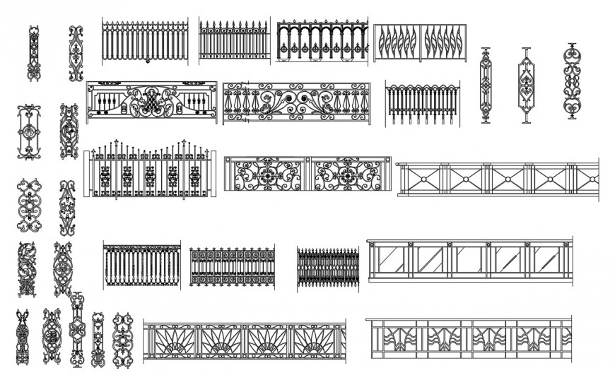 Boundary fencing details elevation drawings 2d view ...