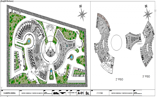 Shopping mall facade elevation, parking position, mezzanine and roof or ...