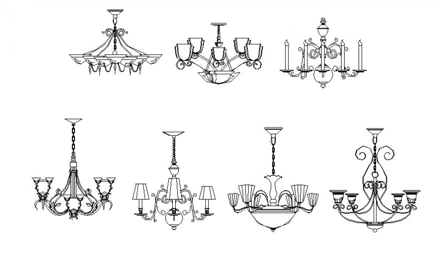 Chandelier CAD blocks download - Cadbull