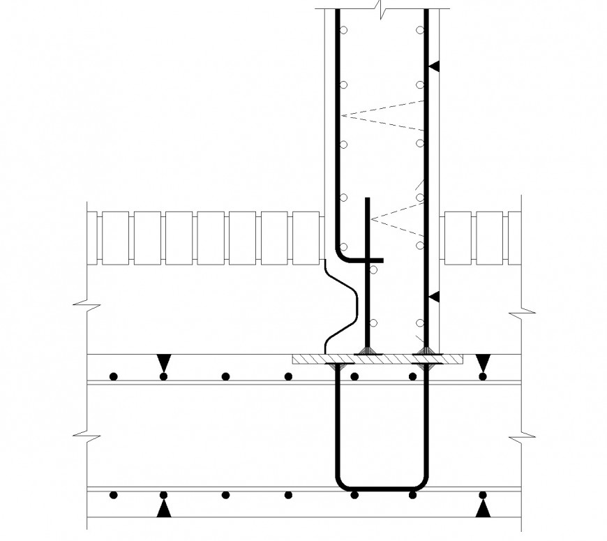 Rcc Column Beam Structure With Slab Drawing Cadbull